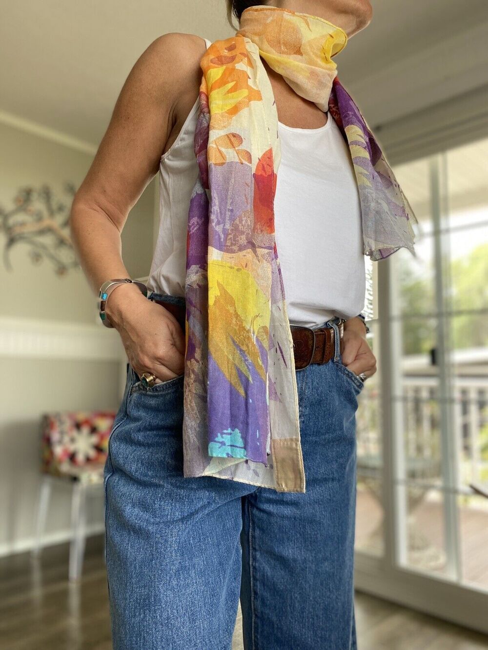 SCARF 100% Cotton Flower Print Scarf